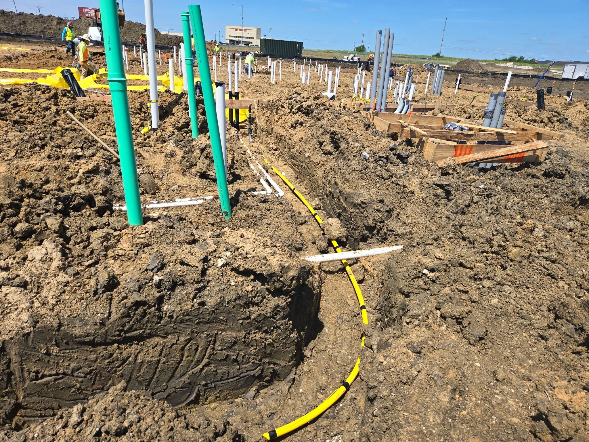Underground pipe trench installation
